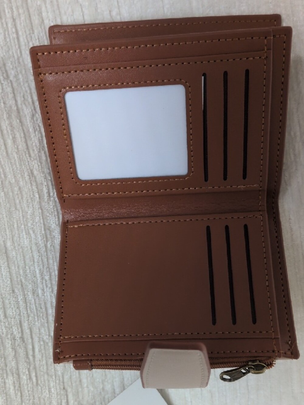 Blush Pink Brown Snap Closure 14 Slot Wallet Removable Insert Imported - Picture 6 of 12